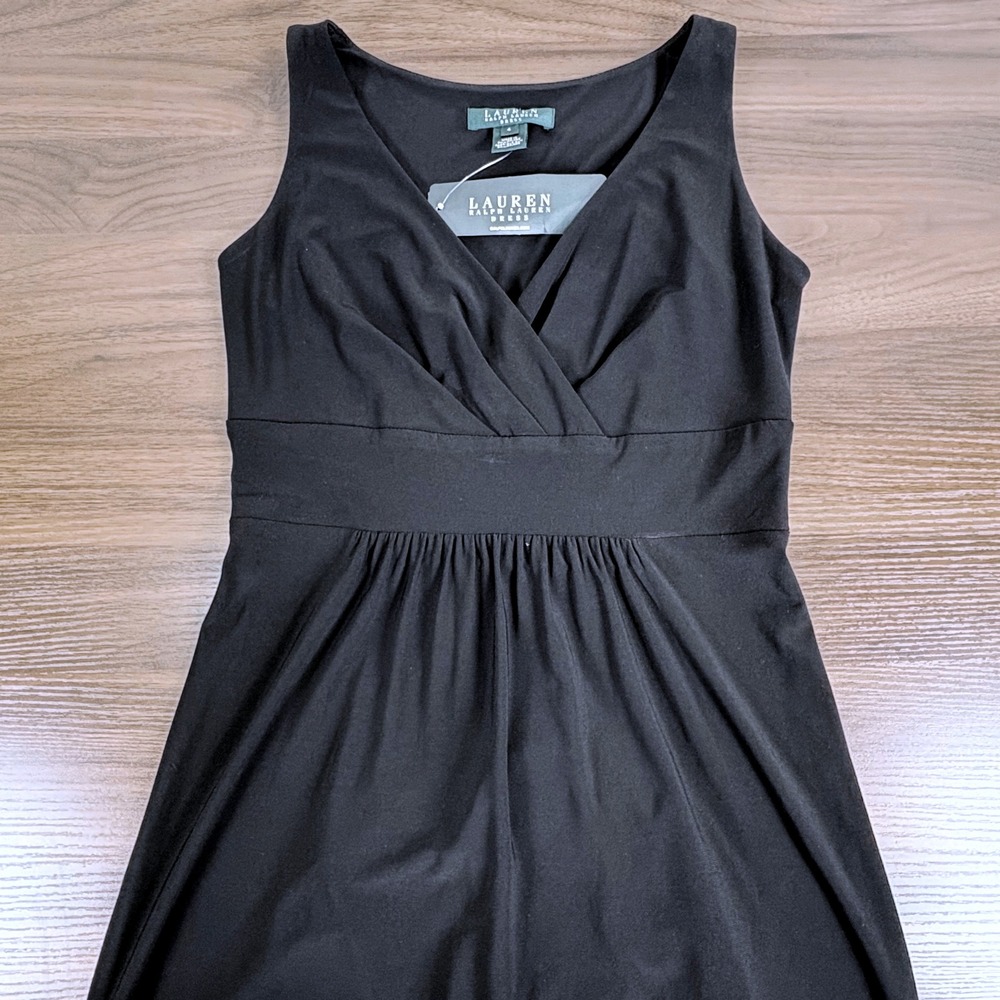 Lauren Ralph Lauren NEW Black Sleeveless Maxi Dress V Neck Evening Party Size 4
